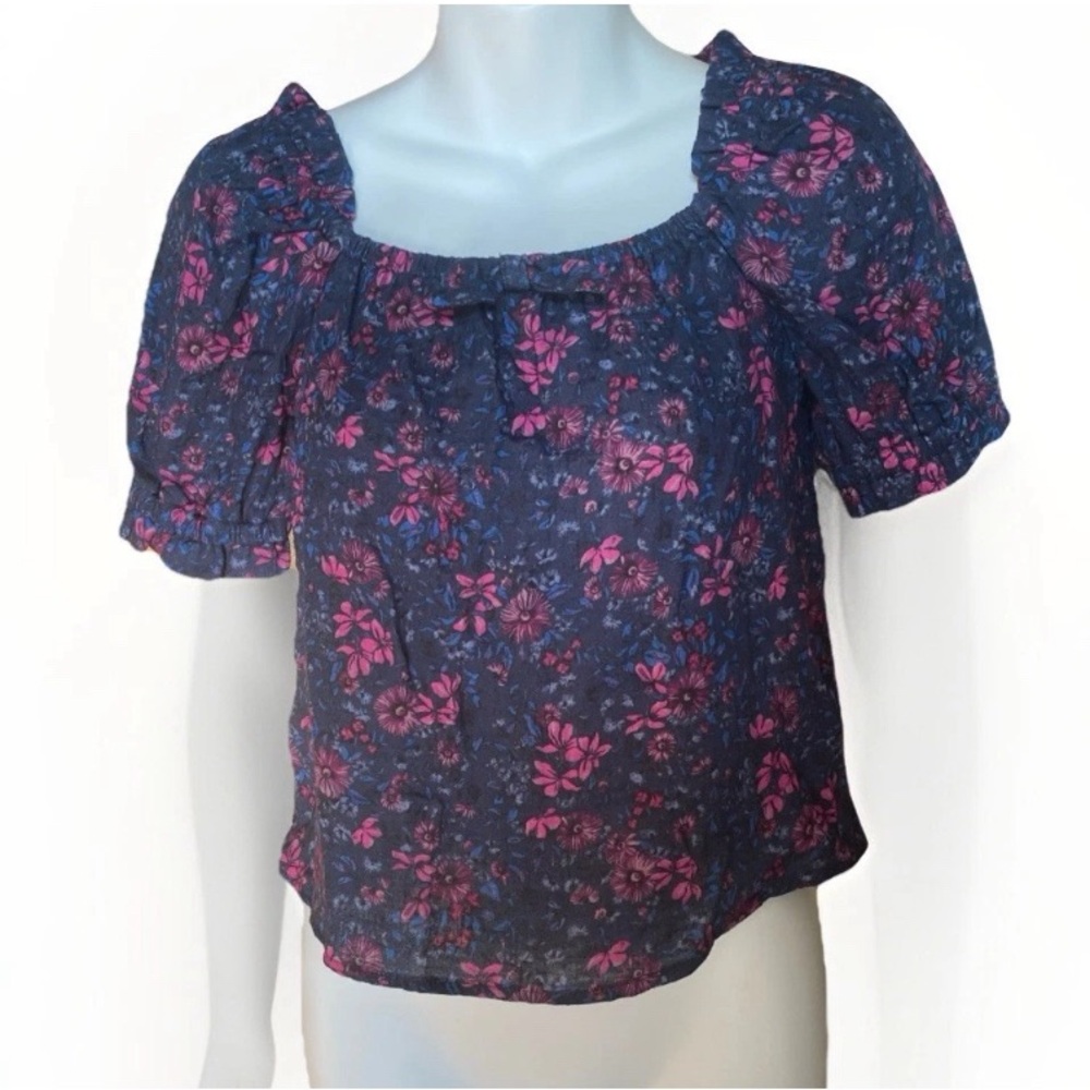 Girls Tween Peasant Top Black & Pink Any occasion Summer Beach Boardwalk Size M